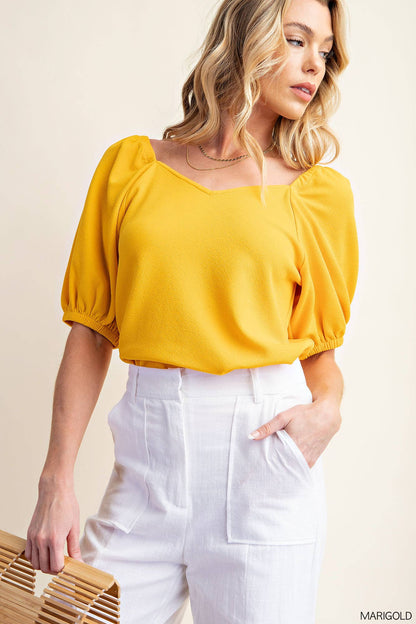 Easy On Me Puff Sleeve Top- S,M,L