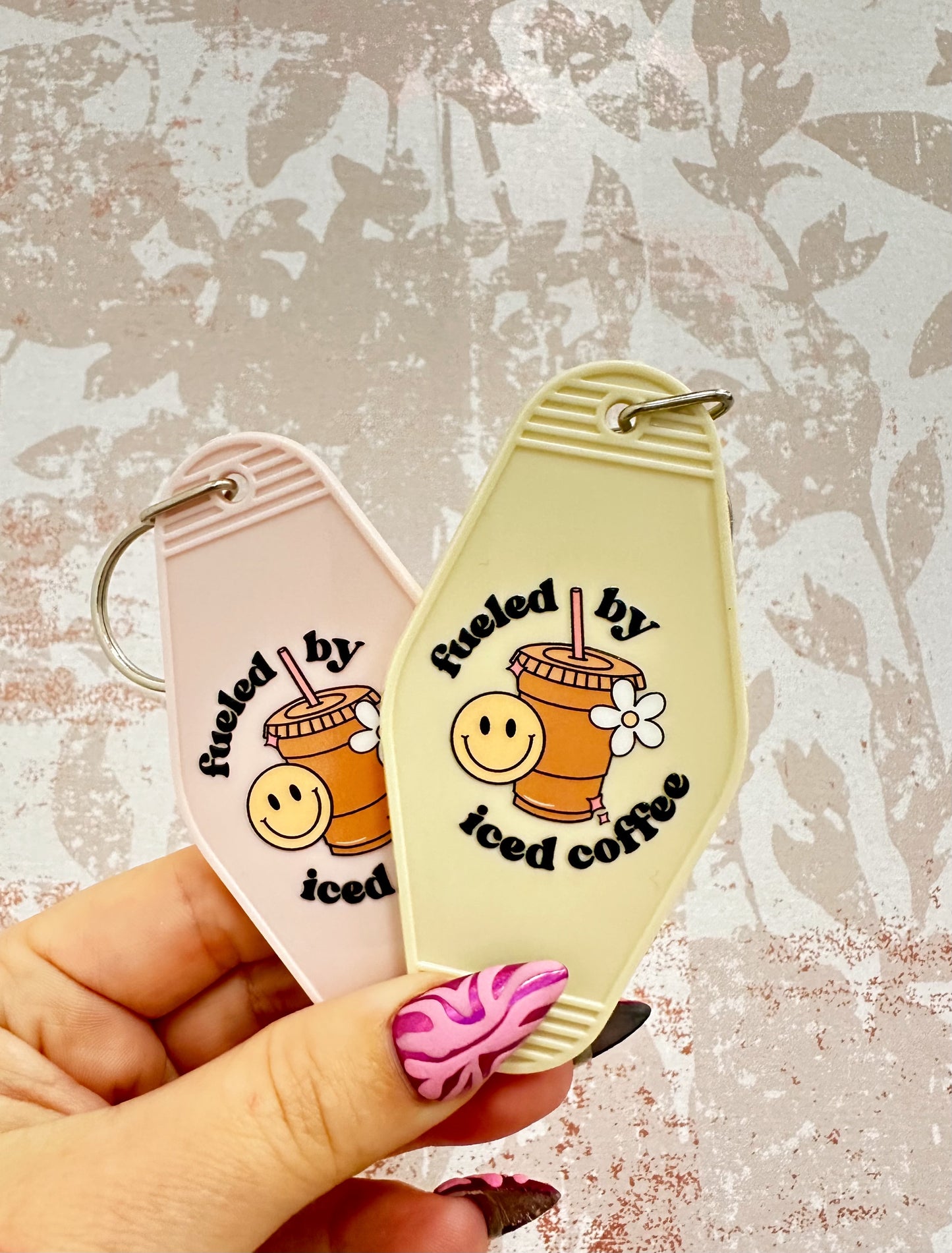 Fueled By Iced Coffee Hotel Keychain