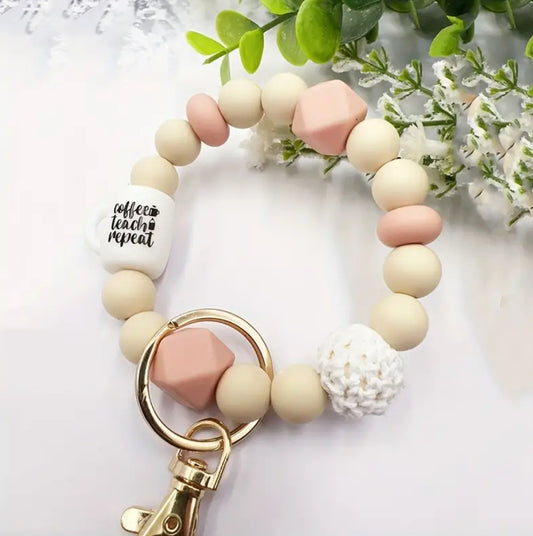 Wool Ball Silicone Beaded Keychain