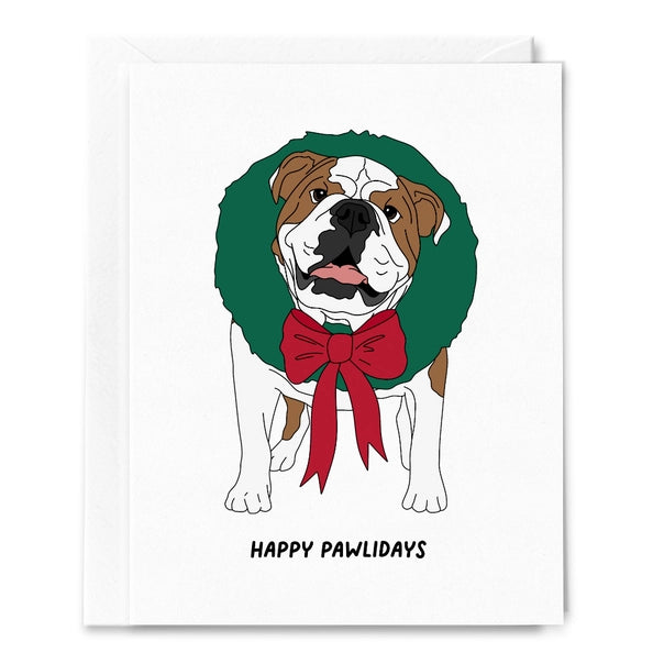 Happy Pawlidays, English Bulldog, Christmas Card