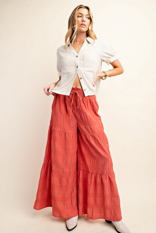 Corazon Smocked Waist Wide Leg Pants- M/L