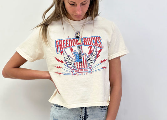 Freedom Rocks Crop Tee- S,M,L,2X