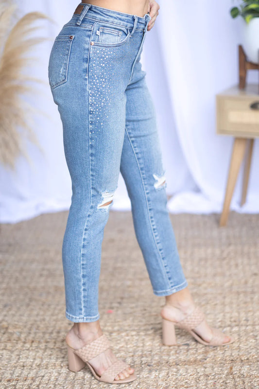 Judy Blue Rhinestone Embellished High-Rise Jeans- 15