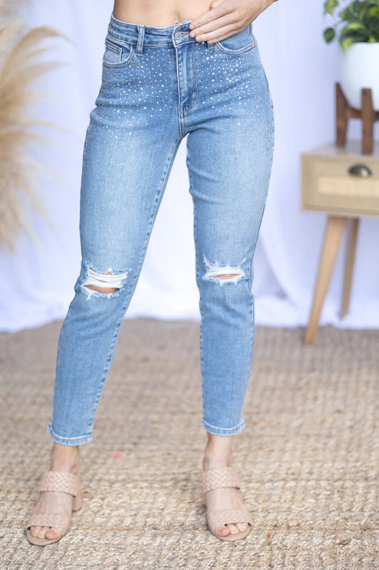 Judy Blue Rhinestone Embellished High-Rise Jeans- 15