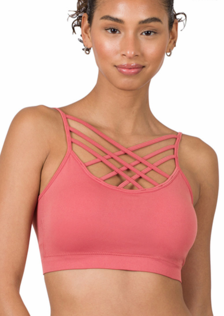 Seamless Criss-Cross Padded Bralette- L/XL