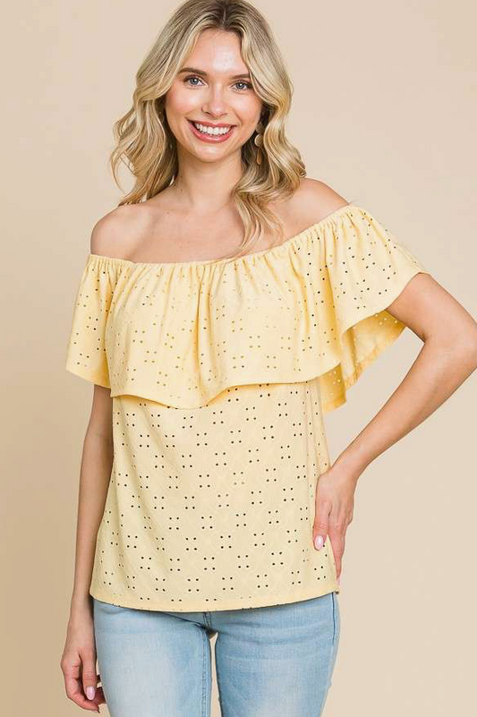 Sweet Disposition Strapless Ruffle Top- L