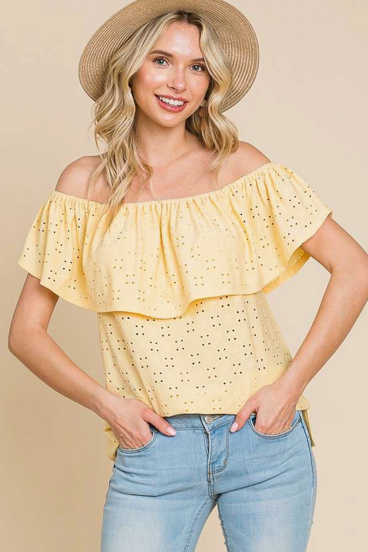 Sweet Disposition Strapless Ruffle Top