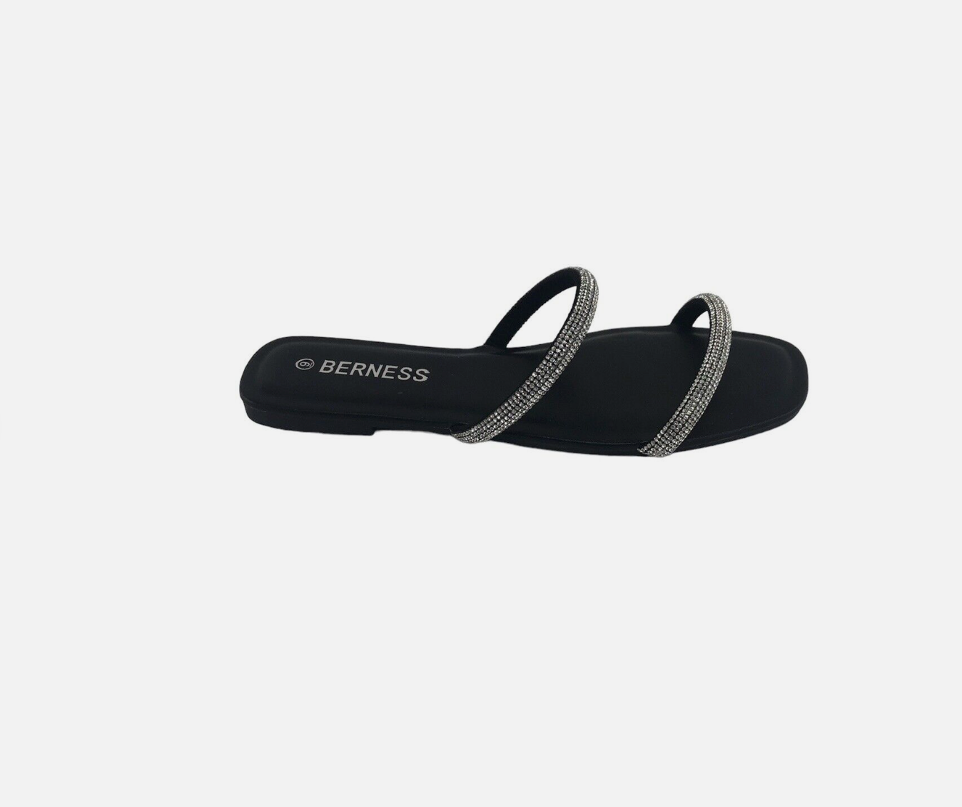 Cassie Black Rhinestone Slides