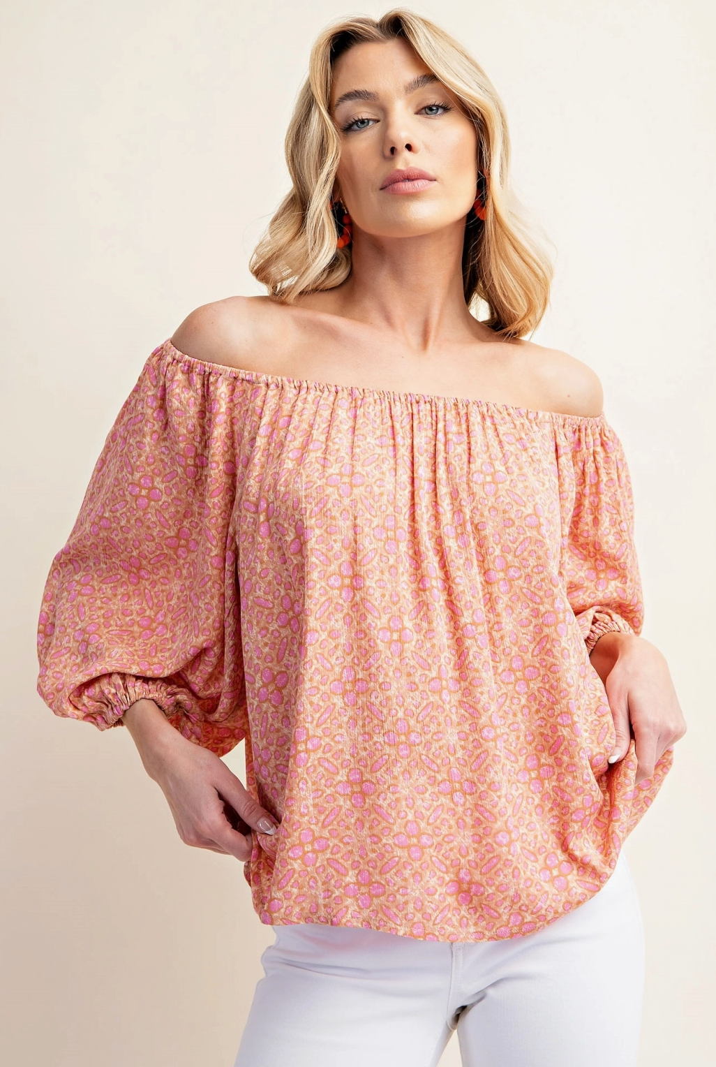 Merry Go 'Round Balloon Sleeve Top-L