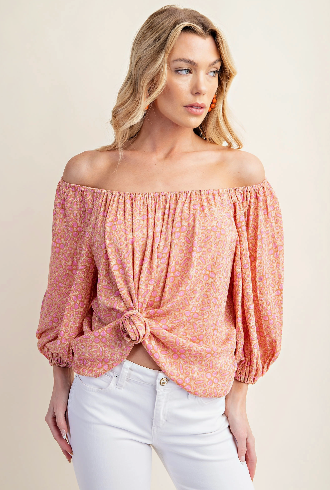 Merry Go 'Round Balloon Sleeve Top-L